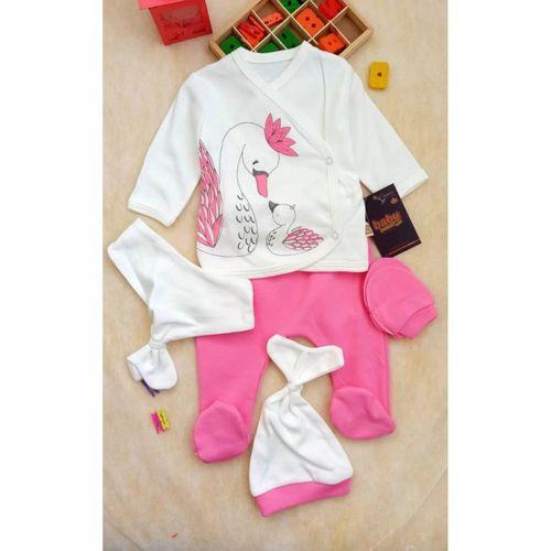 Kuğu Desenli 5'li Kız Bebek Hastane Çıkış Seti