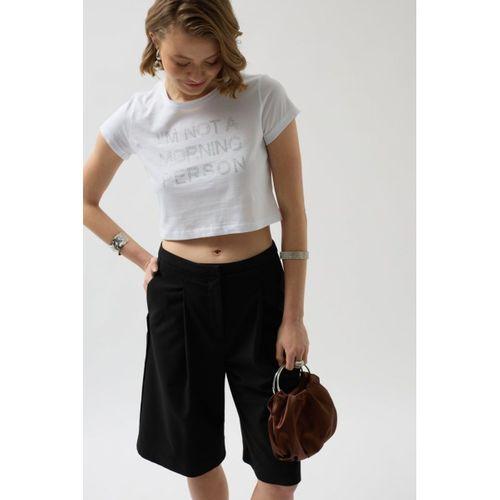 Taş Detay Crop T-Shirt