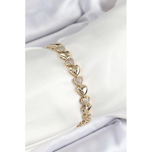 Xuping Pirinç Sıralı Kalp Model Gold Renk Kadın Bileklik