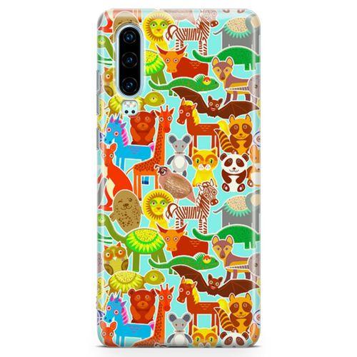 Huawei P30 Kılıf Şirin Hayvanlar Arka Kapak Koruma Desenli Full Koruyucu