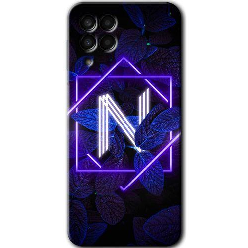 MRCİLETİSİM Samsung Galaxy M33 Kılıf Baskılı Kapak - Dark Neon Yaprak N Harfi +Tam Ekran Koruyucu