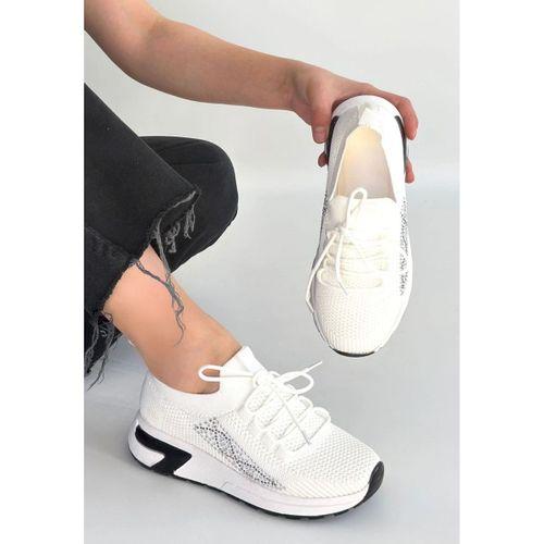 Belan Beyaz Triko Bağcıklı Spor Ayakkabı