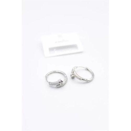 Taşlı Çivi Küpe - Gümüş