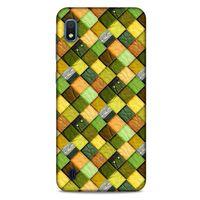 Samsung Galaxy A10 Kılıf Patchwork (49) Ultra Silikon Kılıf Sarı Yeşil