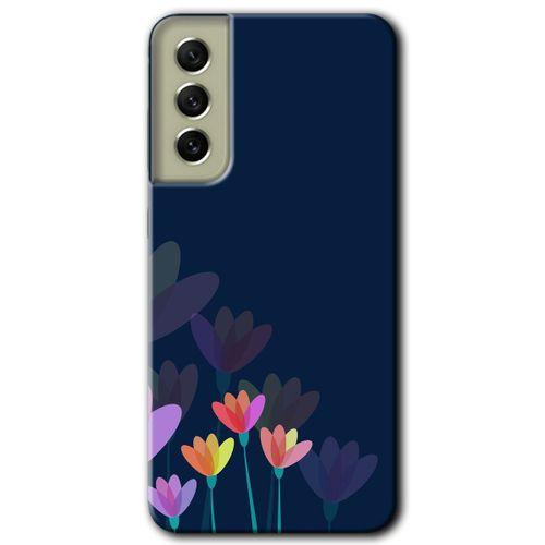 MRCİLETİSİM Samsung Galaxy S21 FE Kılıf HD Desen Baskılı Arka Kapak + Temperli Cam - Çizim Çiçekleri