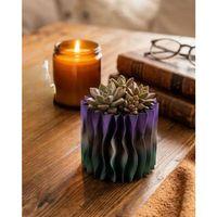 Minimalist Dalgalı Tasarımlı Mor Dekoratif 3d Vazo Masa Dekoru