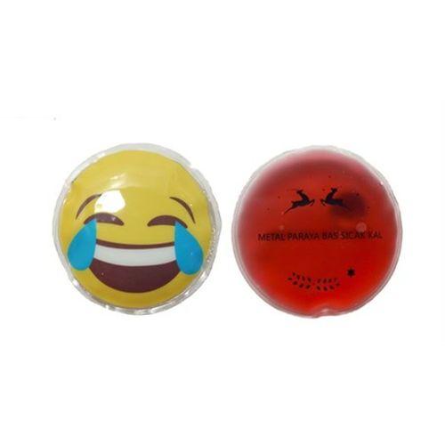 Gülen Emoji Kırmızı Ceylan Cep Sobası,El Isıtıcı,2 Adet Sıcak Su Torbası Pvc  9Cm