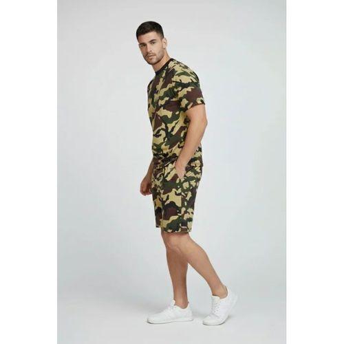 Erkek Kamuflaj Desenli Tişört Şort Takım – Regular Fit Günlük Spor 2’li Yazlık Kombin - Kamuflaj