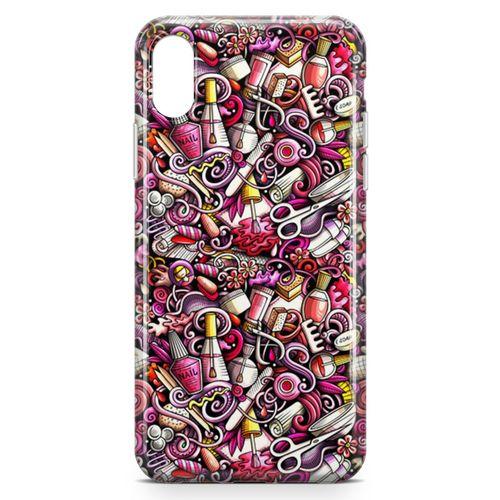 Apple iPhone XS Kılıf Manikur Pedikür Kozmetik Arka Kapak Koruma Desenli Full Koruyucu