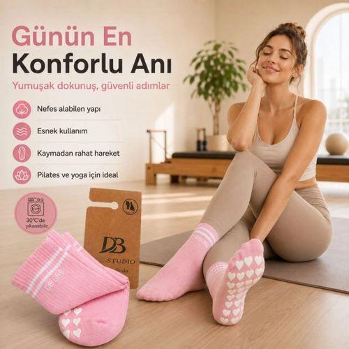 Db Lıne Kaydırmaz Yoga Pilates Çorabı 4'lü | Pamuklu Silikon Taban, Barre Stüdyo Spor