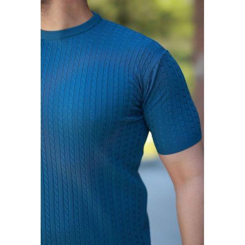 Erkek Bisiklet Yaka örgü Desenli Kısa örme Triko Kısa Kollu T-shirt