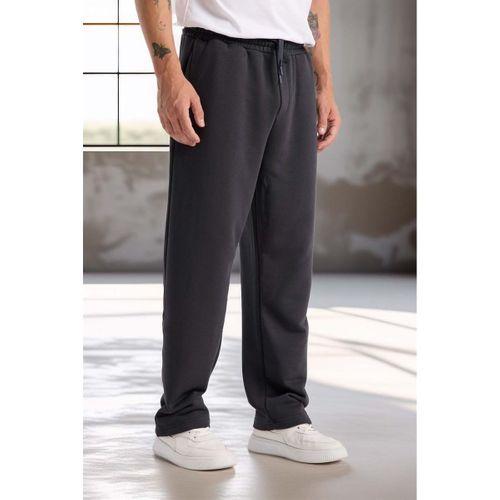 Mendes Baggy Kalıp Diagonal 3 İplik Kumaş Erkek Eşofman Altı Pantolon - Füme