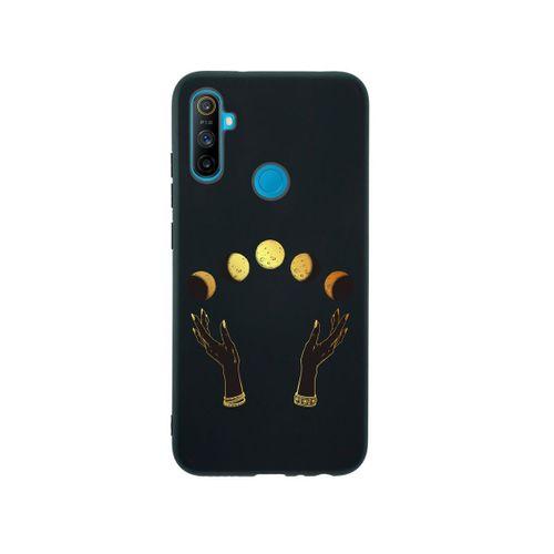 Oppo Realme C3 Ay Evreleri Desenli Premium Silikonlu Siyah Telefon Kılıfı