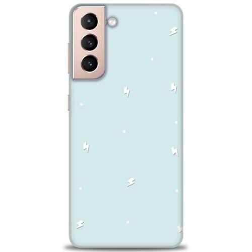 Samsung Galaxy S21 Plus Kılıf HD Baskılı Kılıf - Beyaz Şimşekler + Tam Ekran Koruyucu