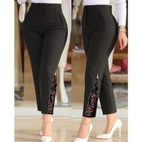 Kadın Yüksek Bel önden Nervürlü Ve Fermuarlı Yandan Dantelli Ithal Krep Pantolon