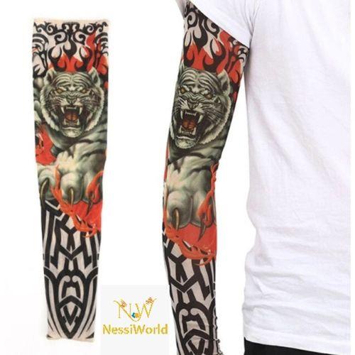 Giyilebilir Kol Dövmesi Çorap Dövme 3D Baskılı Kol Bacak Dövme 2 Adet Model 8