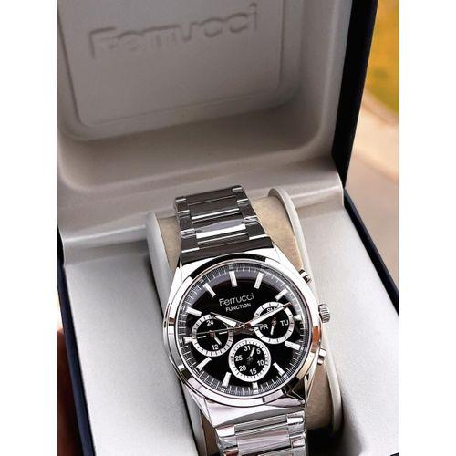 Ferrucci İç Fonksiyonları Aktif 30mt Suya Dayanıklı Çelik Kordon + Bİleklik Hediyeli Erkek Kol Saati VS.BLKT.0750