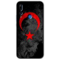Huawei Y9 Prime 2019 Kılıf Baskılı Kapak - Black Ayyıldız +Tam Kaplayan Mat Seramik