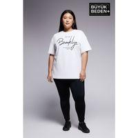 Kadın Büyük Beden El Yazılı Brooklyn Baskılı 3xl-6xl Bisiklet Yaka Tshırt SPR25BTSK510-6