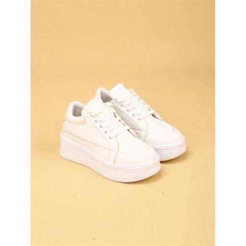 Vektro Yüksek Tabanlı Şık Ve Rahat Günlük Kadın Kalın Taban Beyaz Sneaker
