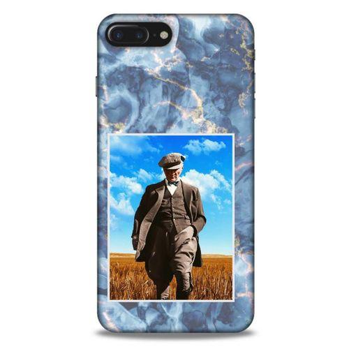 Apple Iphone 8 Plus Kılıf Atatürk (19) Kılıfları Mavi Mermer