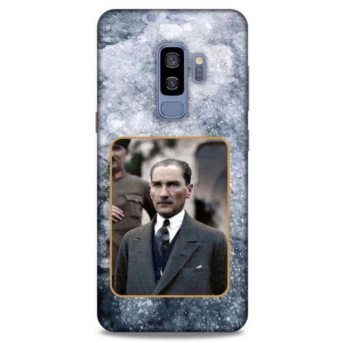 Samsung Galaxy S9 Plus Kılıf Atatürk (32) Soft Silikon Kılıf Gri Buzul