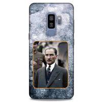 Samsung Galaxy S9 Plus Kılıf Atatürk (32) Soft Silikon Kılıf Gri Buzul