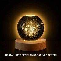 Ahşap Standlı Led Kristal Küre Lazer İşlemeli Dekoratif Obje
