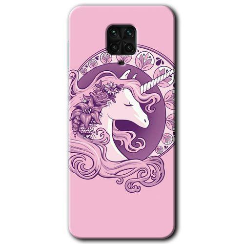 MRCİLETİSİM Xiaomi Redmi Note 9s Kılıf Baskılı Kapak - Unicorn-Pembe + 5D Tam Kaplayan Cam