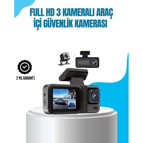 3 Kameralı Araç İçi Kayıt Cihazı 1080p Full Hd Gece Görüşlü Ve Wi-fi Bağlantılı