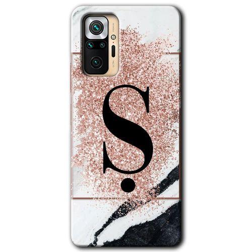 BeRa Aksesuar Xiaomi Redmi Note 10 Pro Kılıf Baskılı Kapak - Pembe Mermer Desenli Ş Harfi +Tam Kaplayan Mat Seramik