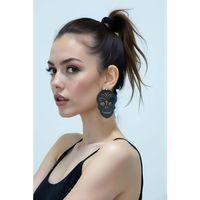 Siyah Kurukafa Gotik Küpe, Tarz Lazer Kesim Deri Küpe - APBJ014