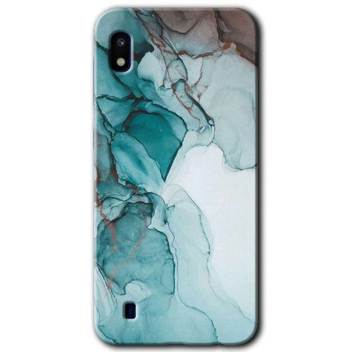 Galaxy A10 Kılıf HD Desen Baskılı Arka Kapak - Buzul Mermer + Kırılmaz Cam