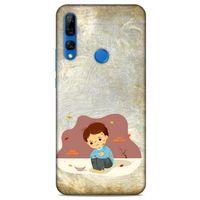Huawei Y9 Prime 2019 Kılıf Depresyon (10) Full Koruma Kılıfı Yeşil Turuncu