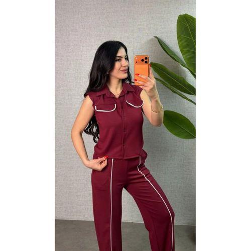 Kadın Biyeli Cep Detay Yelek Ve Pantolon Modal Kumaş Ikili Takım