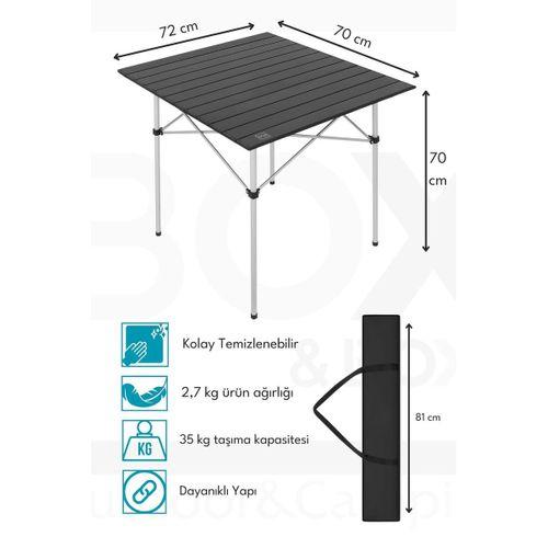 Box&Box Alüminyum, Katlanabilir Kamp ve Piknik Masası, Omuz Askılı Taşıma Çantasıyla XL, Siyah