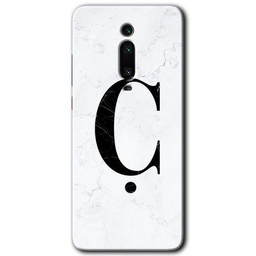 Xiaomi Mi 9T Kılıf HD Desen Baskılı Arka Kapak - Beyaz Mermer Desenli Ç Harfi + Kırılmaz Cam