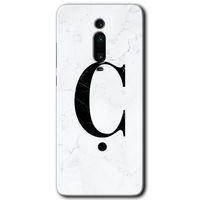 Xiaomi Mi 9T Kılıf HD Desen Baskılı Arka Kapak - Beyaz Mermer Desenli Ç Harfi + Kırılmaz Cam