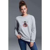 Kuşlar Ile Kravat Huysuz Kedi Grumpy Baskılı Gri Kadın Sweatshirt