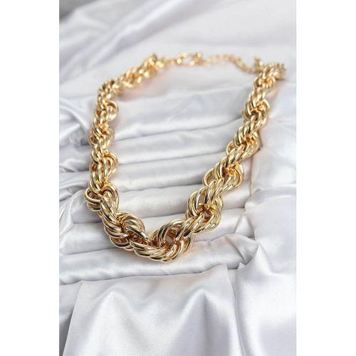 Pirinç Gold Renk Sarmal Halat Model Kadın Kolye - TJ-BKO10634