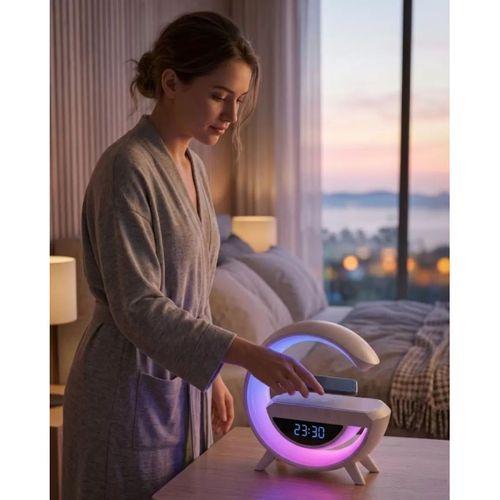 Çok Fonksiyonlu Kablosuz Şarjlı Saat Hoparlör Rgb Işık Ve Alarm Özellikli