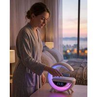 Çok Fonksiyonlu Kablosuz Şarjlı Saat Hoparlör Rgb Işık Ve Alarm Özellikli