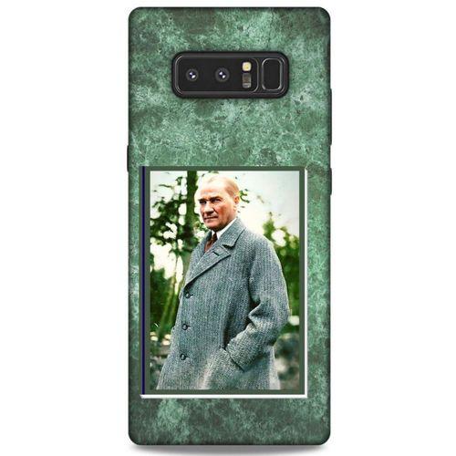 Samsung Galaxy Note 8 Kılıf Atatürk (20) Koruyucu Kılıf Yeşil Mermer