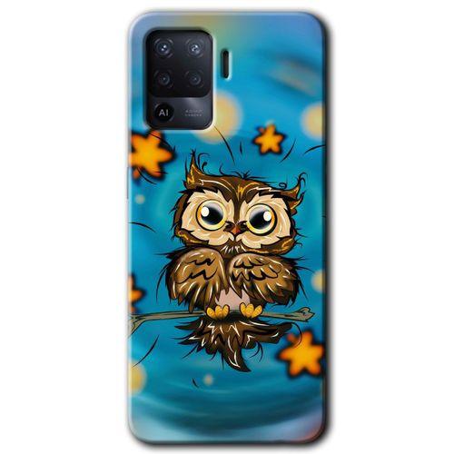 MRCİLETİSİM Oppo Reno 5 Lite Kılıf Kapak - Owl Bird Stars +Hayalet Ekran Yandan Gözükmez