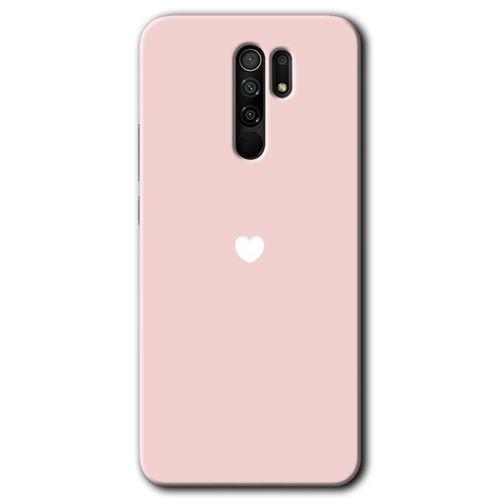 MRCİLETİSİM Xiaomi Redmi 9 Kılıf Baskılı Kapak - Sade Kalp + 5D Tam Kaplayan Cam