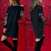 Lucky Life Kadın Iki İplik Kumaş Kolları Nakışlı Bisiklet Yaka Elbise 90cm