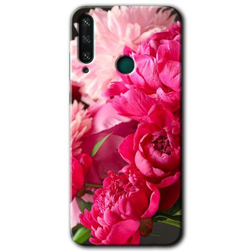 MRCİLETİSİM Huawei Y6P Kılıf HD Desen Baskılı Arka Kapak + Temperli Cam - Kırmızı Beyaz Gül
