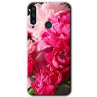 MRCİLETİSİM Huawei Y6P Kılıf HD Desen Baskılı Arka Kapak + Temperli Cam - Kırmızı Beyaz Gül