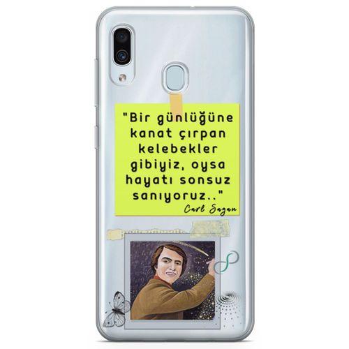 Samsung Galaxy A20 Kılıf Caps Carl Sagan Arka Kapak Koruma Desenli Full Koruyucu
