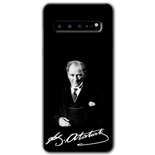Potkal Hediye Fabrikası Samsung Galaxy S10 Plus Kılıf HD Desen Baskılı Arka Kapak - Atatürk İmza